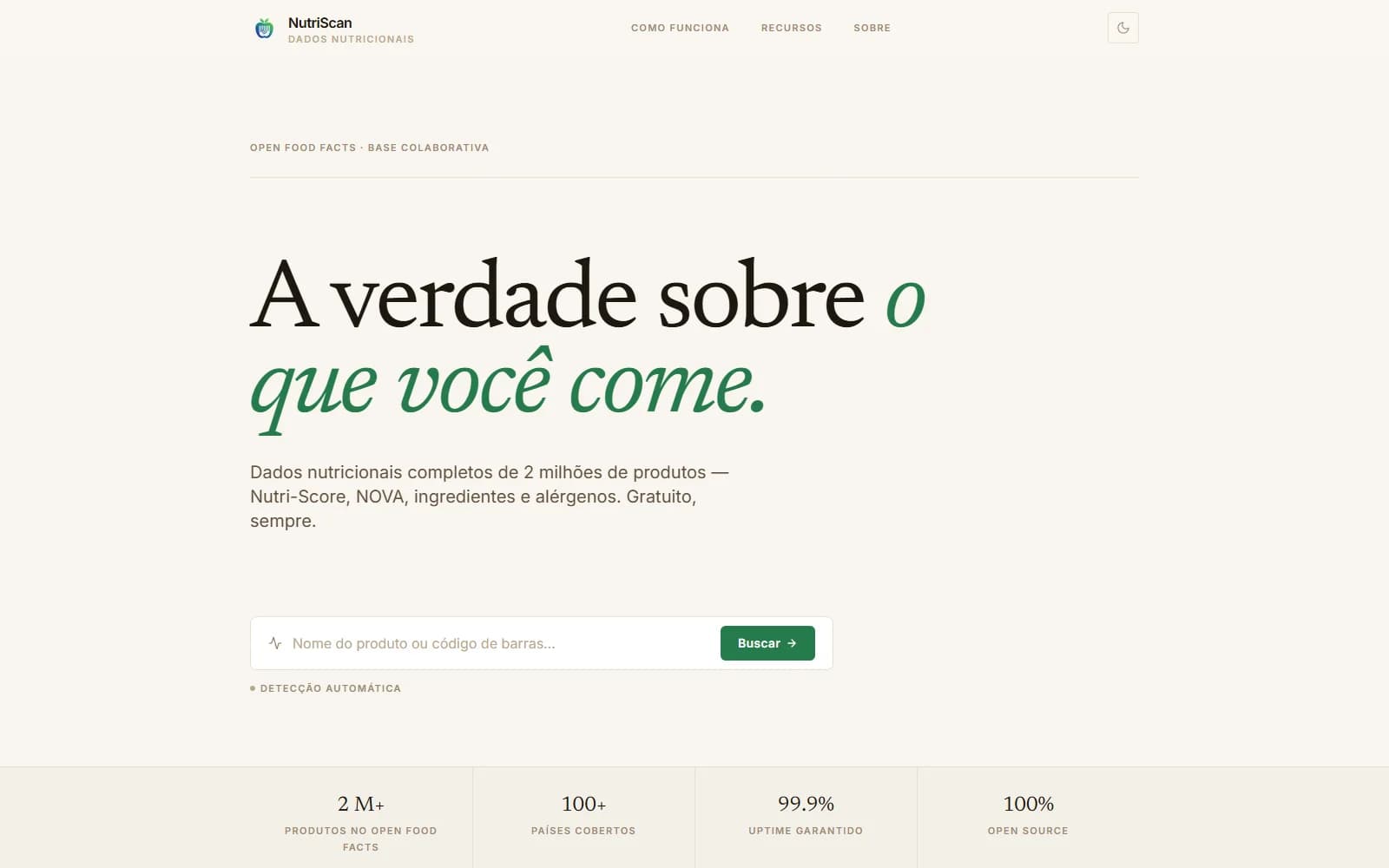 Tela real do projeto NutriScan.