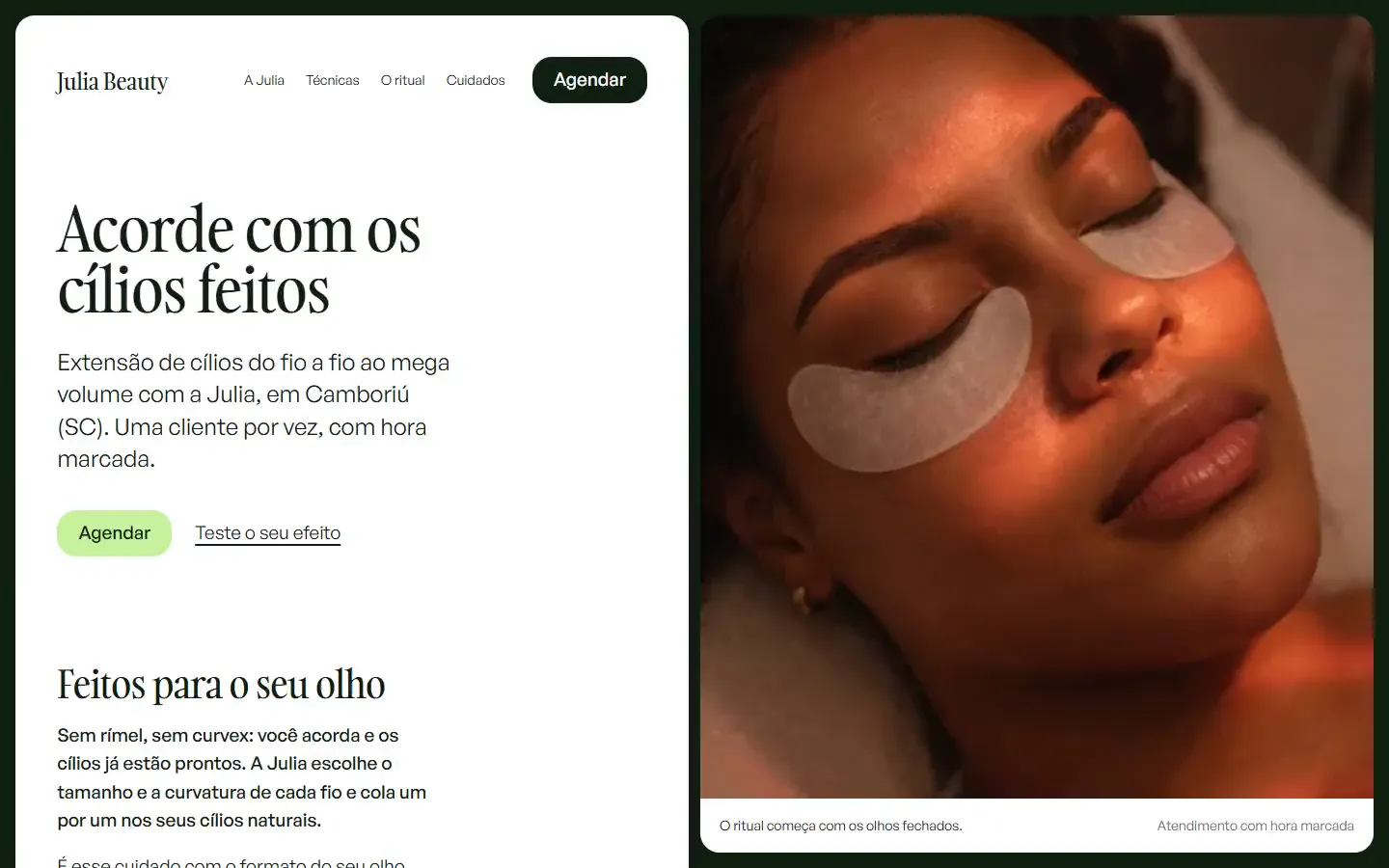 Captura de tela do site Julia Beauty