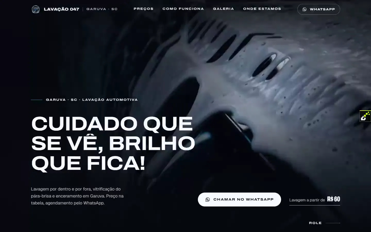 Site da Lavação 047 aberto no computador